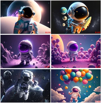 האסטרונאוט ביקום כוכבי לכת נושא תפאורות חלל החיצון צילום ילדים ילדים מסיבת יום הולדת קישוט רקע מותאם אישית