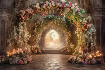 ג ' ונסון פרחים פרח הדלת קשת גרלנד תפאורות באיכות גבוהה למחשב להדפיס צילום חתונה סטודיו רקעים