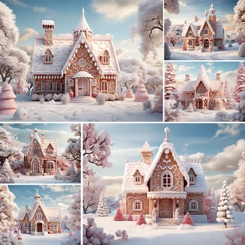 Mocsicka צילום רקע חורף חג המולד חלון יער השלג של סנטה חג המולד הילד משפחתית עיצוב רקע צילום סטודיו