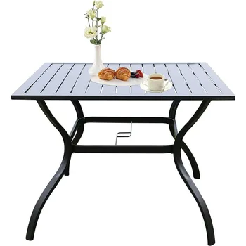 מרפסת חיצונית שולחן האוכל, מתכת מרובע האחורית ביסטרו שולחן,ריהוט גן לגינה שולחן עם 1.57