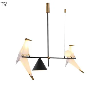 הנורדית המודרנית מנופים נייר תליון אור led ציפור המנורה מעצב עיצוב אמנות השעיה Luminaire מסעדה בר המשרד הסלון