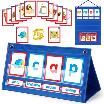 גן ילדים כיס תרשים CVC מילים כרטיסי פלאש לילדים חינוכי CVC Word Builder פונטיקה משחקים ציוד לבית הספר