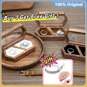 עץ קופסה של טבעת תכשיטים תיבת אחסון האירוסין טקס החתונה טבעות ההצעה טבעות נישואין מתנה שולחן העבודה אחסון הארגון