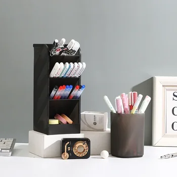 העסק מחזיק עט תיבת אחסון ארגונית שקופה יצירתי ההגירה פשוטה בעט בדלי שולחן במשרד תלמיד כתיבה