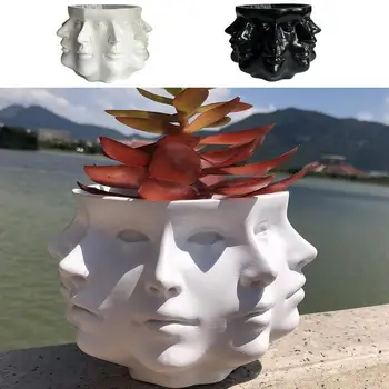3D הפנים עציץ חשיש נייד שרף פרח אחסון בעל עיצוב עמיד פרחים בשרניים סירים על שולחן העבודה הביתי אביזרים