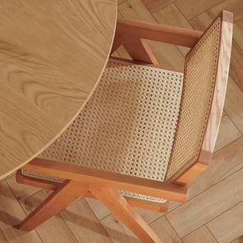 מינימליסטי נורדי, עץ כסאות אוכל קש משענת יד, עתיקות, וינטג מרפסת כסאות אוכל טרקלין עיצוב קפה Cadeira רהיטים