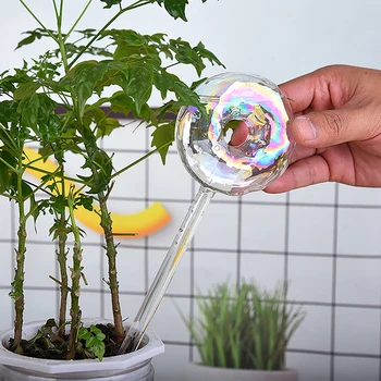 1 יח ' צבע זכוכית שקוף עצלן יצירתי מים התקן הירוק צמח בעציץ גינון טפטוף אוטומטי משטף