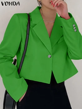 2024 וונדה אלגנטי לנשים בלייזר חופשי שרוול ארוך מזדמן אופנה סתיו Outwears מוצק צבע דש הצוואר מעילים OL חליפות בלייזר