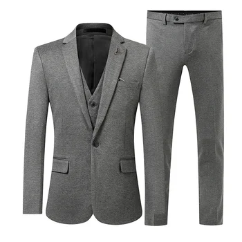 סתיו החורף חדש טהור הבריטי עסקי מזדמן החליפה גברים Slim Fit כפול עם חזה חליפות שלושה חלקים ג ' קט+מכנסיים+חולצות