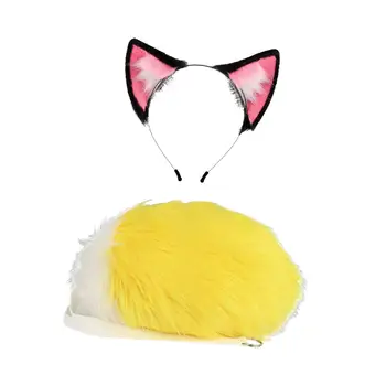 פוקס אוזניים וזנב של חתול האוזן Cosplay אביזרים כיסוי הראש תחפושת Hairhoop עבור המסכות על הבמה למסיבת ילדים מבוגרים