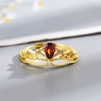 סארו הכתר הטבעת האישה בנות אופנה מסיבת חתונה תכשיטים ואביזרים מצופה זהב מתכוונן אנימה נסיכת טבעת מתנה