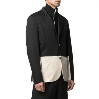 טלאים שחור לבן Mens מעיל שני כפתור קלאסי מתאים האחרונות עיצוב רחוב יומי בגדי גברים מעיל מזדמן אופנה מעיל