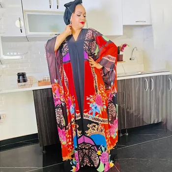 אפריקה שמלות ערב לנשים 2023 קיץ חדשה abaya הדפסה אפריקה בגדים המוסלמים Kaftan שיפון מקסי ארוכה שמלה בתוספת גודל