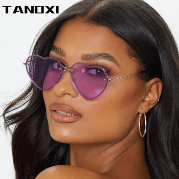 TANOXI אהבה בצורת לב רטרו, משקפי שמש אופנה מסיבת משקפי שמש אישה גבר מתוק עיצוב משקפי שמש חיצונית גוגל UV400 Oculos