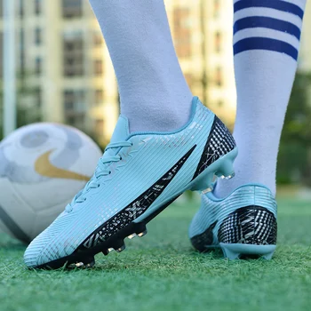 גברים נעלי כדורגל TF/FG גבוה/נמוך קרסול נעלי כדורגל זכר חיצוני החלקה דשא ססגוניות אימון להתאים נעלי ספורט EUR 35-46