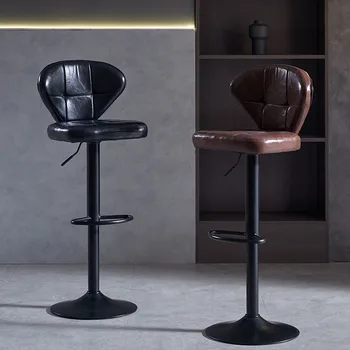 איפור מתכווננת בר הכיסא לאחור סלון הרמת מעמודי התווך כסאות בר שחורים לחזק Cadeira Ergonomica מסעדה רהיטים