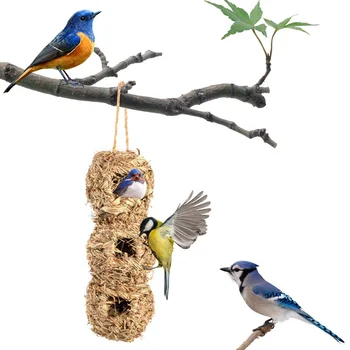 הבית הטבעי הפרוע ציפור תלויה תוכי עם 3 חורים גן עיצוב Hummingbird בית ציפור בקתת