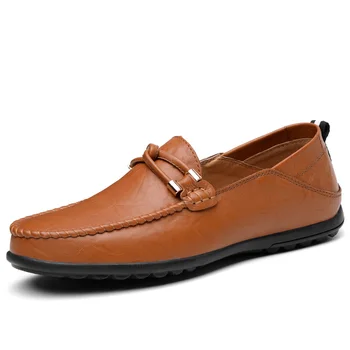 גברים נעליים מזדמנים מותג יוקרה עור אמיתי Mens נעלי מוקסינים פופ לנשימה להחליק על הנהיגה נעליים שחור בתוספת גודל 38-44