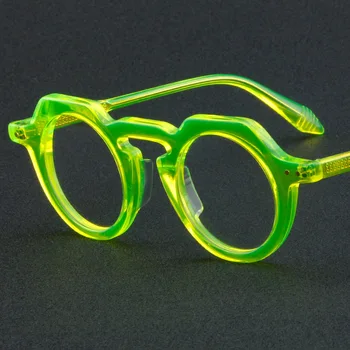 רטרו אצטט מסגרת משקפיים גברים באיכות גבוהה בעבודת יד עגול אופטיות למשקפי קוצר ראייה לקרוא, נשים מרשם משקפיים