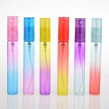 6PCS 8ML זכוכית צבעונית בקבוק הבושם דק זכוכית בקבוק ספריי מים בקבוקונים ריקים קוסמטיים מכולות עבור נסיעות