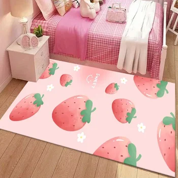 אתה אוכל תותים? ורוד להדפיס ילדה חדר שינה שטיח שטיח הסלון החלקה רצפת חדר השינה, מתנת יום הולדת שטיחון חמוד בסגנון השטיח