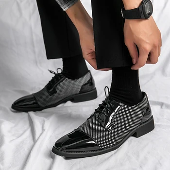 בסגנון בריטי קלאסי שמלה שחורה נעלי אלגנטי גברים מזדמנים עסקי עור לגברים נעליים Office גודל גדול 46 מסיבת נעלי גבר