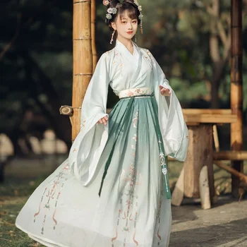 מים Hanfu שמלות סינית מסורתית בד תלבושת עממית עתיקה לרקוד הבמה בתלבושות מזרחיות פיות חליפה ירוקה