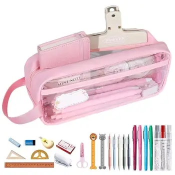 PVC עם רוכסן עיפרון שקיות קיבולת גדולה ברור PVC תיק מחזיק עט בני נוער נייד שולחן ארגונית עיפרון בתיק בית הספר & Stationer