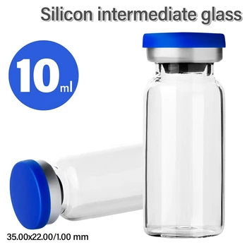 צלוחיות זכוכית עם ריפוי עצמי נמל הזרקה, עם אלומיניום כובע פלסטיק, אטום ריק צלוחיות (10ML 12PCS)