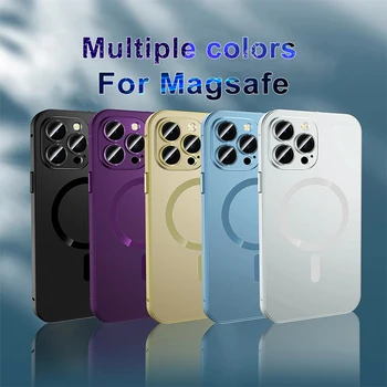 יוקרה Magsafe מקרה העדשה המקורית הגנה המקרים עבור iPhone 14 11 13 12 Pro מקס פלוס טעינה אלחוטית מגנטי כריכה רכה
