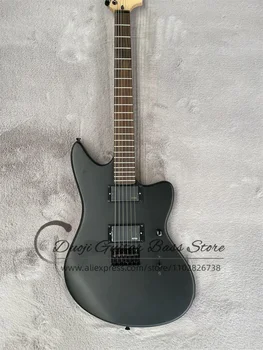שחור מט גיטרה חשמלית ג ' אג הגוף רוזווד סקייט אצבעות קבוע גשר HH איסוף צוואר מייפל נעול מקלטי התאמה אישית