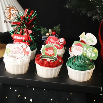 חג מולד קישוט עוגת קישוט סנטה קלאוס, איש שלג, עץ חג המולד לחם זנגביל קופסת מתנה עליונית עוגת להכניס מתנות