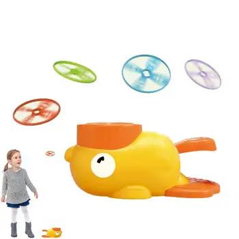 דיסק היורה בנים צעצועים ברווז מפעיל צעצוע, ערכת סטפ-על מעופפת להשיק סט צעצוע אינטראקטיבי ברווז עיצוב עם 8 דיסקים 1. לתפוס