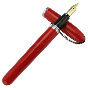 Baoer 516 מתכת אדום בהיר עט נובע כסף לקצץ 0.7 מ 
