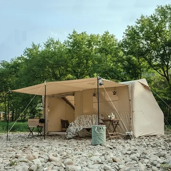Naturehike לשדרג אוויר 12Y כותנה מתנפחים אוהל חיצוני נייד חלל גדול משפחתית יוקרה קמפינג אוהל עם בגג הארובה