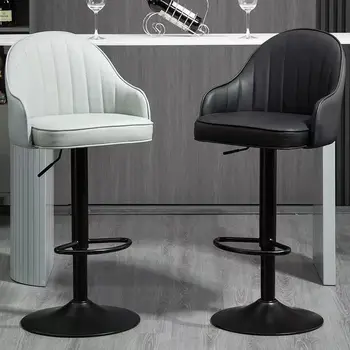 נורדי עור בר-כסאות מטבח מודרני מינימליסטי משענת כיסא בר אור יוקרה כסא בר מסתובב משק הבית גבוהה שרפרפים
