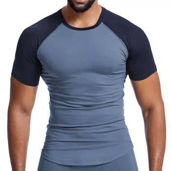 חולצת הטריקו של הגברים כל-התאמה טי-שירט O-צוואר נוחות חולצות, תפירה בסיסית-Top מזדמנים צמרות ספורט כפתור פשטות Chemise