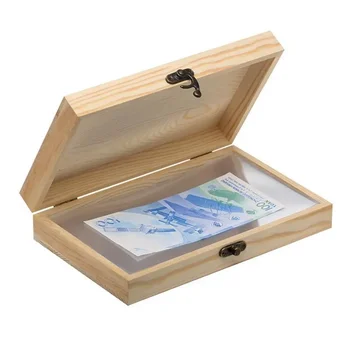 אוניברסלי עץ שטר מטבע כסף נייר תיבת אחסון זיכרון השטר ריבוע נייר כסף ארגונית תיבת לאסוף