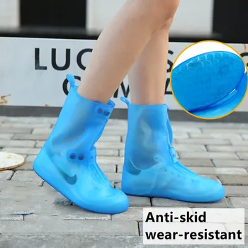 חדש אנטי להחליק עמיד למים כפתור גשם אתחול לכסות מעובה ללבוש עמיד גבוהה-גבי ערדליים גשם אתחול PVC מגן כיסוי נעליים