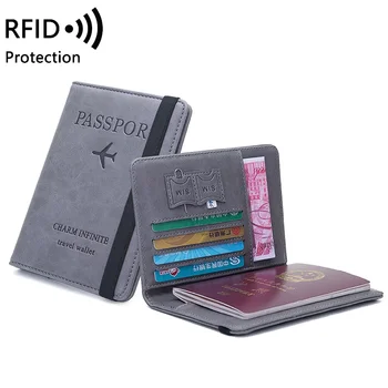 RFID דרכון כיסוי PU עמיד למים מסמך נסיעה עסקית התחבושת דרכון בעל אשראי תעודת הזהות בארנק תכליתי מגן