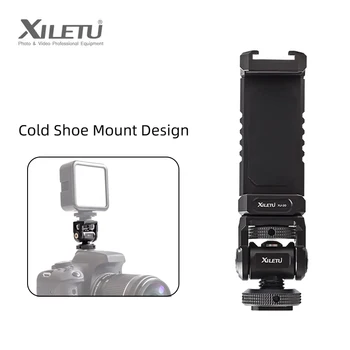 XILETU XU1 אוניברסלי מתכת שבלול ראש טלפון סלולרי בעל וידאו חצובה הר לעמוד עם קר נעליים עבור המצלמה SLR טלפון מייצב