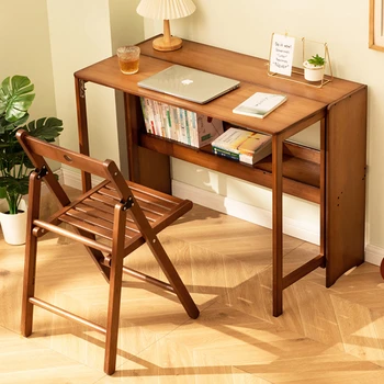 קיפול שולחן שולחן מחשב שולחן תלמיד משק קטן שולחן עבודה מעץ מלא לחדר השינה ליד המיטה כתיבה שולחן העבודה