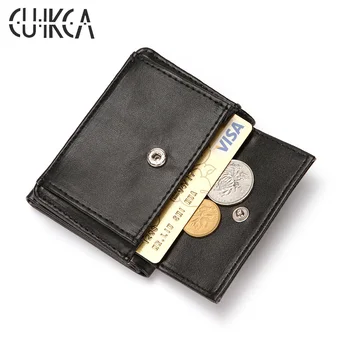 CUIKCA אופנה סלים ארנק גברים ארנק עור PU אבזם יוניסקס מטבעות מיני ארנק ארנק אשראי עסקי הבנק ID & מחזיקי כרטיס