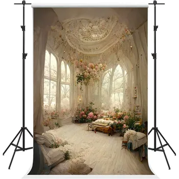 Mehofond צילום רקע בציר ציור שמן מקורה Windows פרחים ילדה נסיכה דיוקן עיצוב תמונת רקע סטודיו